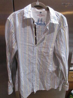 Blue  Willi's denmark mens striped shirt M 100% cotton
